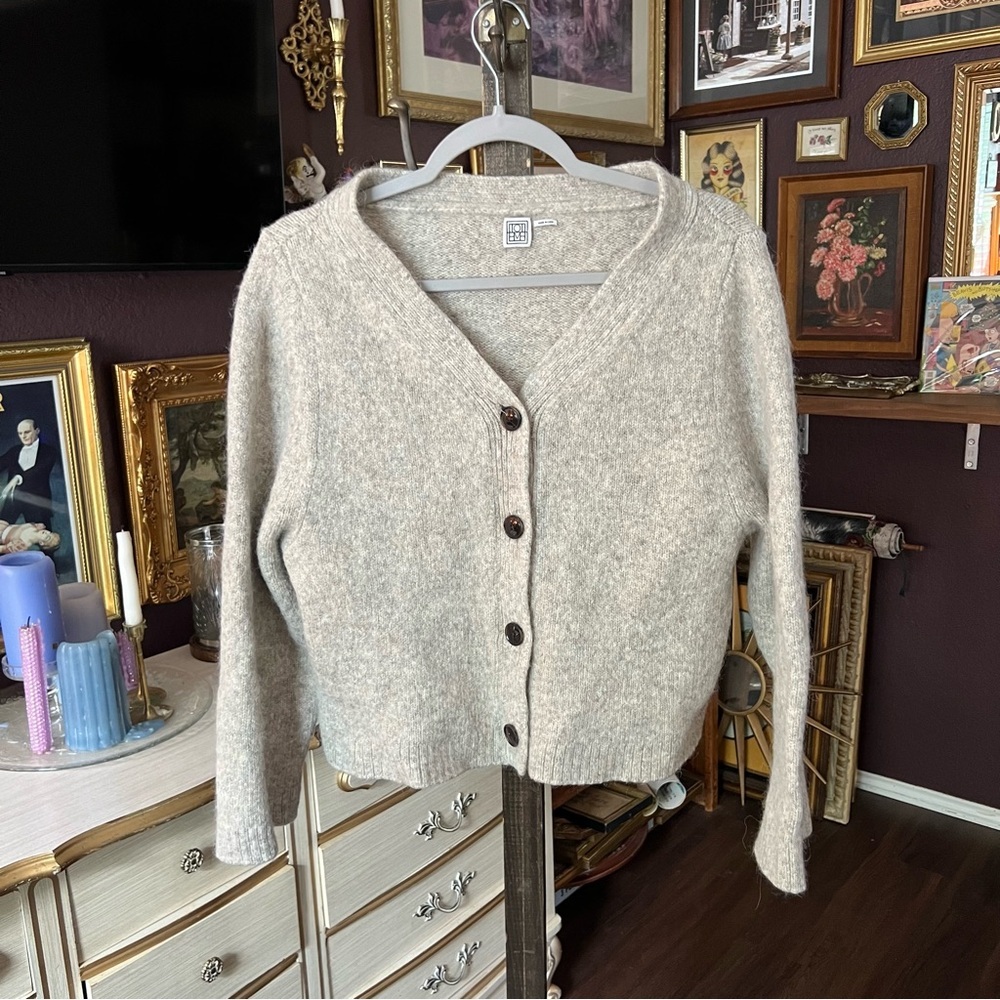 Toteme Treviso Cream Gray Wool-Alpaca Blend Cardigan XXS - Picture 5 of 16